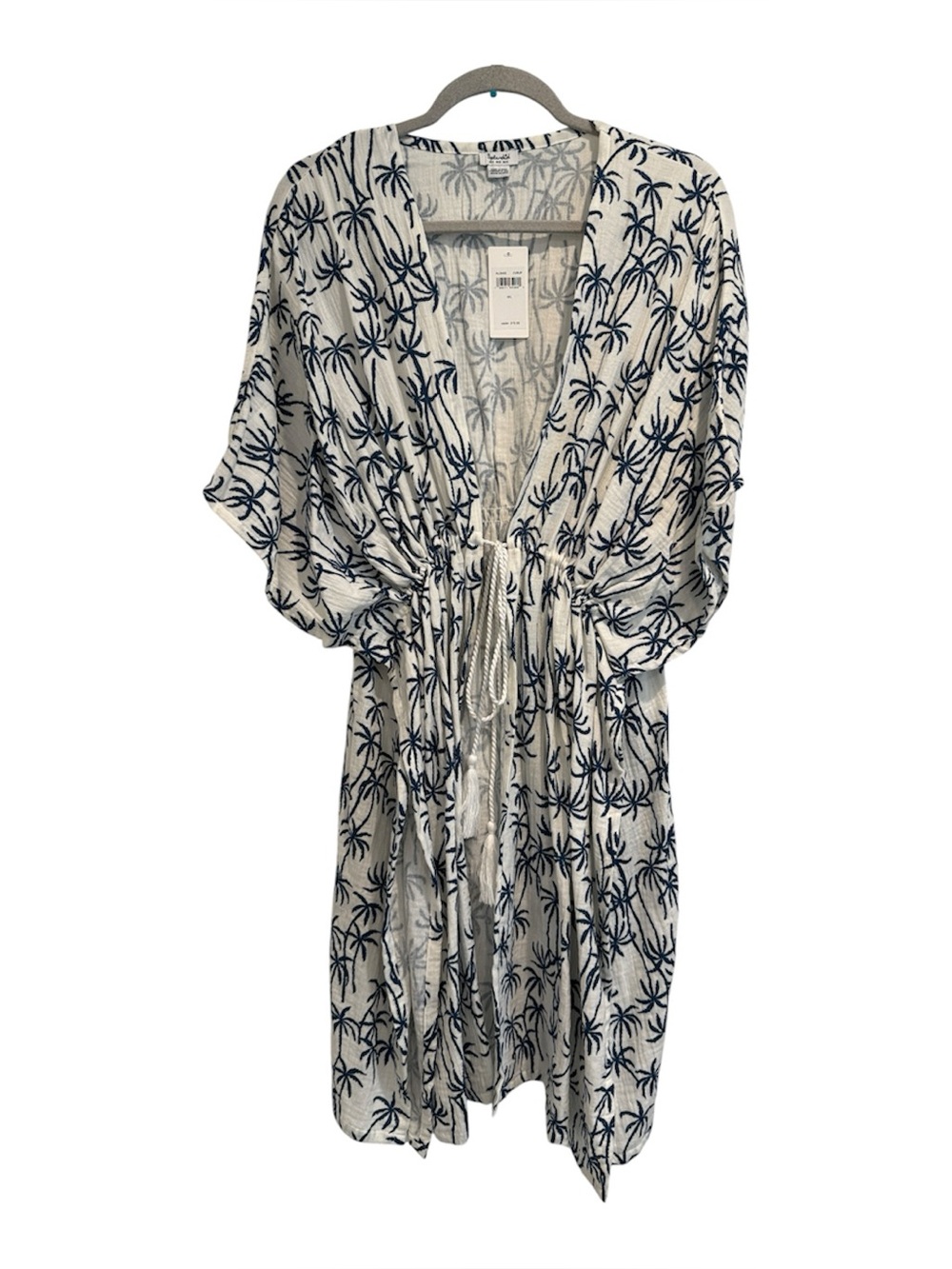Splendid | NWT Short-Sleeved Open Front Cover-Up with Palm Tree Print